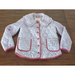 Mini Boden Quilted Collar Jacket - Lilac Pink Vintage Floral Boden UK Size 8/9